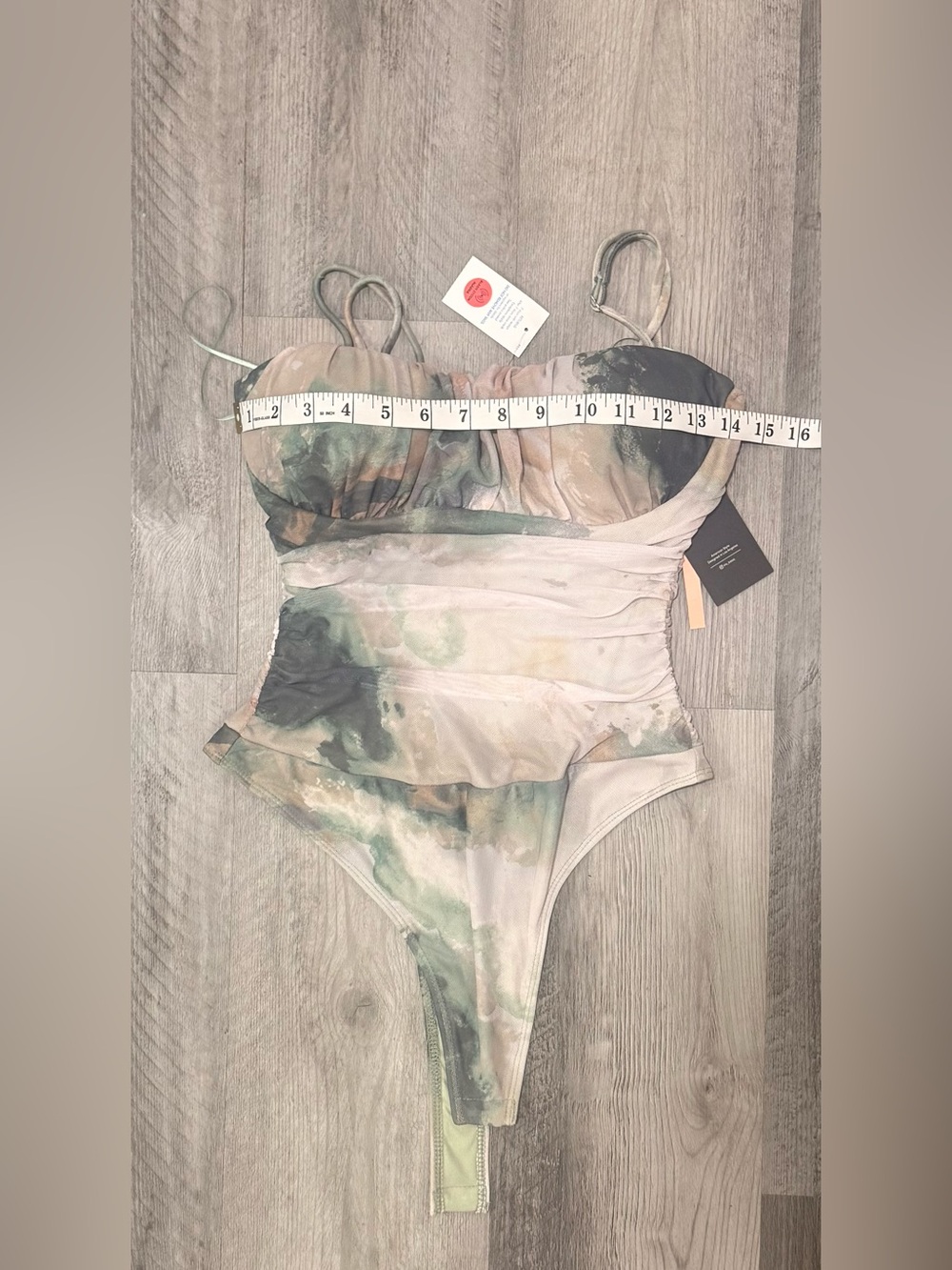 iris Watercolor Print One-Piece Bodysuit in Sage, Beige and Black